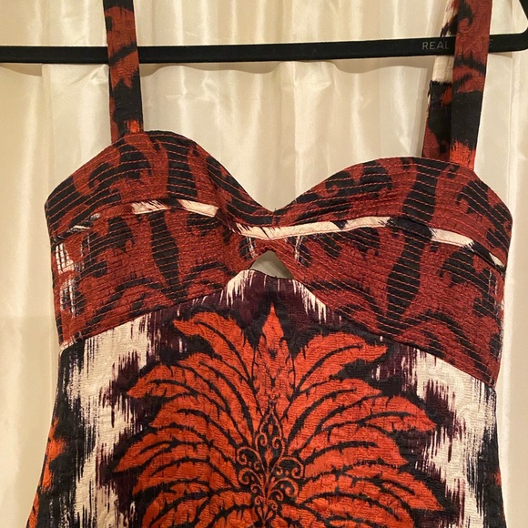 Johanna Ortiz Women's Red Talismatic Message Silk Midi-Dress Size 2 - Picture 7 of 10